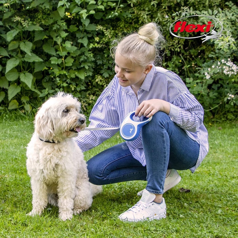 FLEXIÂ® New Comfort Tape Retractable Dog Leash for Medium Dogs Upto 55 lbs. â€“ 16 ft., Blue/Pastel | Tangle Free Pet Walking Leash with One-Handed Brake, Pause, Lock |German Quality Product - Image 5